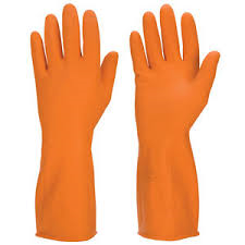 ORANGE RUBBER GLOVE (MED)