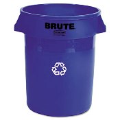 BRUTE RECYCLE CONTAINER W/LOGO 32 GAL BLUE
